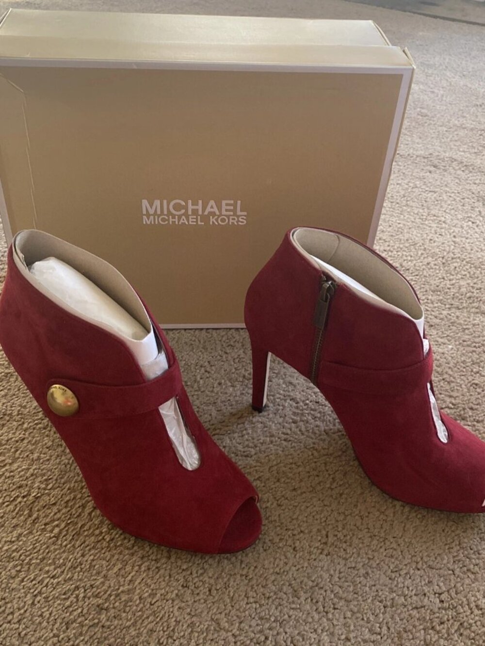 Michael Kors Agnes Suede Open Toe Bootie 9